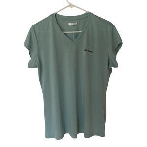 Columbia‎ Light Blue V Neck Active Casual Short Sleeve T Shirt Women's Large